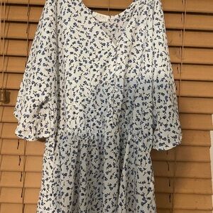 Sienna Sky Black and Gray Ruffled 3/4 Sleeve Blouse